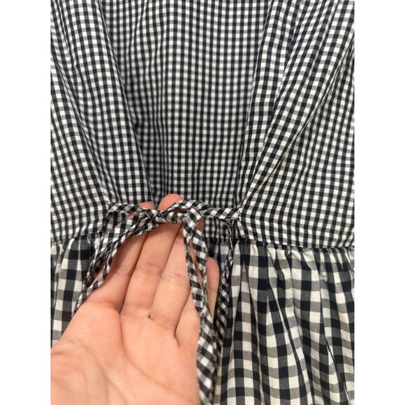 Madewell Gingham Gingham Poplin Dress Women XS Fit Flare Tie Back Preppy Classic - Picture 8 of 16